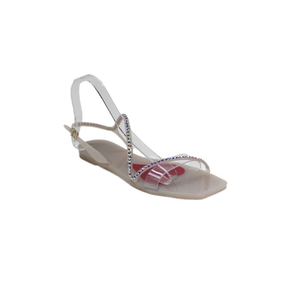 Menghi Womens Crystal Detail Slingback Sandals Clear Size 39 9